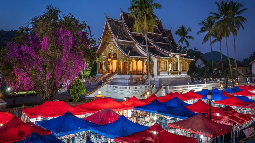 Mercado nocturno en Vientian