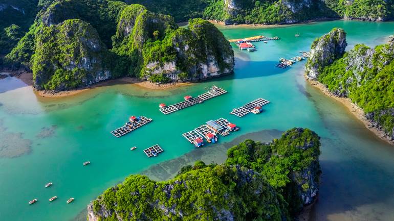 aldea de pescadores de Vong Vieng en bahia de Halong